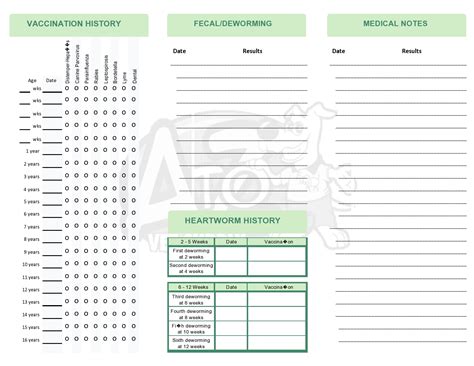 printable dog puppy vaccination records templatearchive