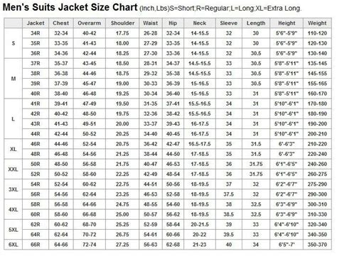 Men S Suits Jacket Size Chart Mens Suits Mens Shirt Pattern Suits