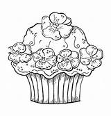 Coloring Cupcake Pages Birthday Cupcakes Printable Cute Happy Print Cake Cakes Girl Kids Sheets Color Girls Popular Flower Adult Getdrawings sketch template