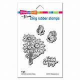 Stampendous Cling Daisy Sunshine Rubber Stamp Set Mounted Stamps Store sketch template