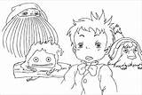 Ghibli Moving Howl Ambulant Château Calcifer Chateau Howls Miyazaki Hayao Kids Ponyo Colorier Wickedbabesblog sketch template