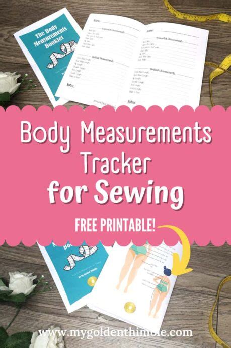 body measurements chart  sewing printable  booklet