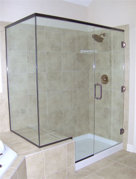 heavy glass shower enclosure with a euro header glass shower