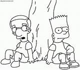 Milhouse Colorear Bart Simpsons Sentados árbol Triste Rettet sketch template