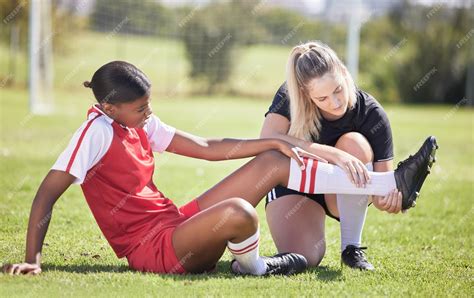Premium Photo Soccer Sports And Injury Of A Female Player Suffering