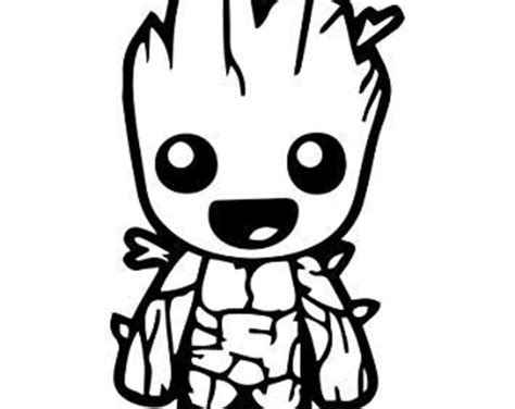 baby groot decal car sticker guardians   galaxy etsy