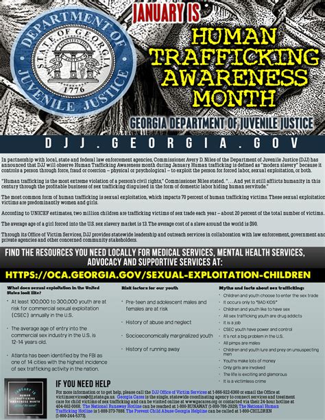 January Is Human Trafficking Awareness Month At Djj Department Of