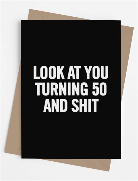 Funny 50th Birthday Card For Him Or Her With Envelope For Men Or Women