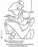 Coloring Nursery Rhymes Miss Little Pages Muffet Rhyme sketch template