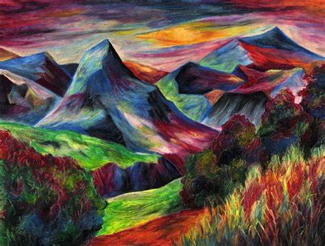 rainbow landscape original oil pastel drawing etsy oil pastel