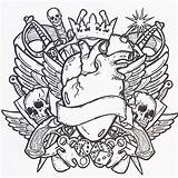 Coloring Tattoo Pages Adult Cool Skull Tribal Colouring Book Designs Skulls Awesome Tattoos Adults Printable Cross Colour Print Flash Heart sketch template
