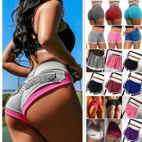 Womens High Waist Yoga Shorts Push Up Jogger Sports Short Hot Pants Gym