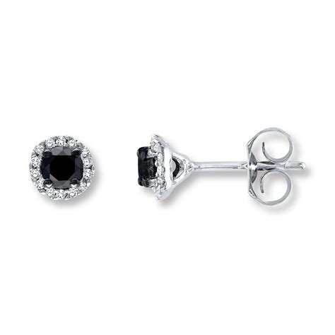 kay diamond earrings 1 2 ct tw black white sterling silver