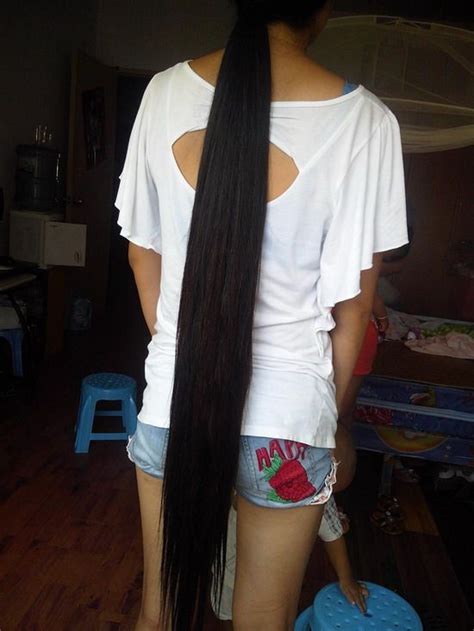 knee length long hair girl not in good living condition []
