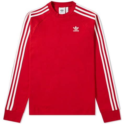 adidas long sleeve  stripe tee power red  adidas outfit nike outfits sport outfits mens