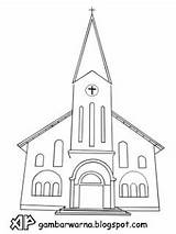 Gereja Mewarnai Sketsa Protestan Animasi Belajar Menarik Tangan Arsitektur Dicat Unduh Warnai sketch template