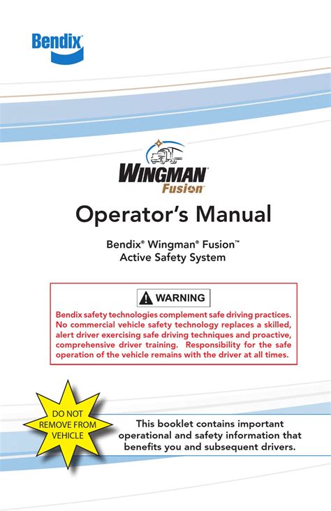 bendix wingman fusion operators manual   manualslib