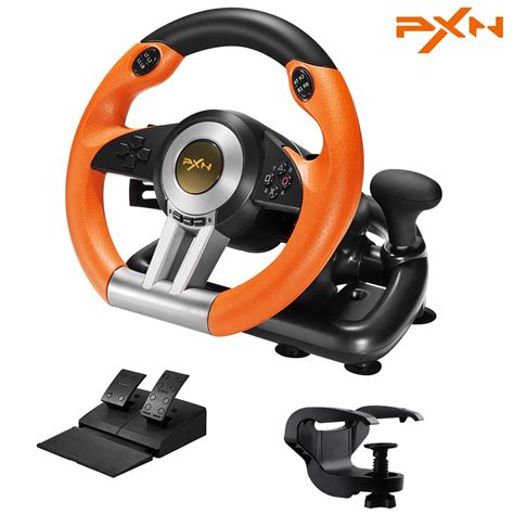 pxn viii ps gameing steering wheel pc racing wheel  dual motors vibrationps racing