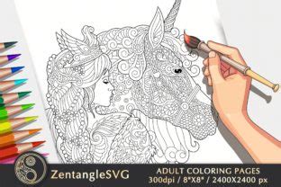 unicorn queen coloring page  adults graphic  sybirko art workshop