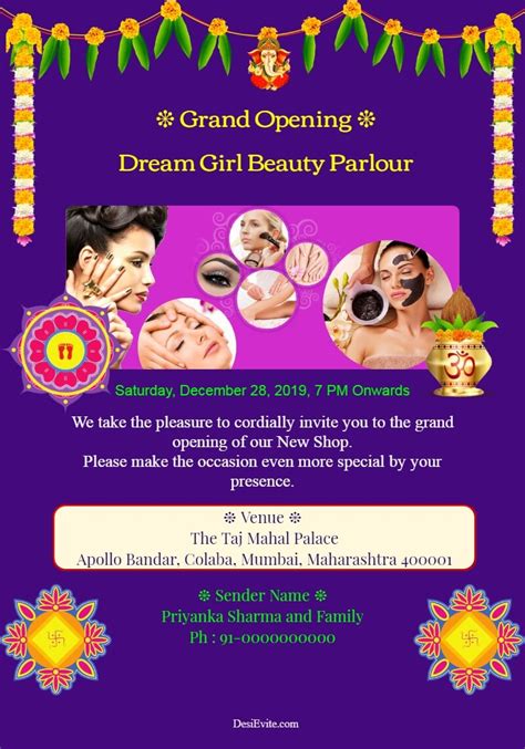 beauty parlour opening invitation card