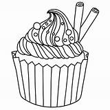 Cupcake Muffin Coloring Pages Cupcakes Coloriage Ice Cream Cute Disegno Food Printable Color Drawing Books Print Baked Getdrawings Goods Vector sketch template