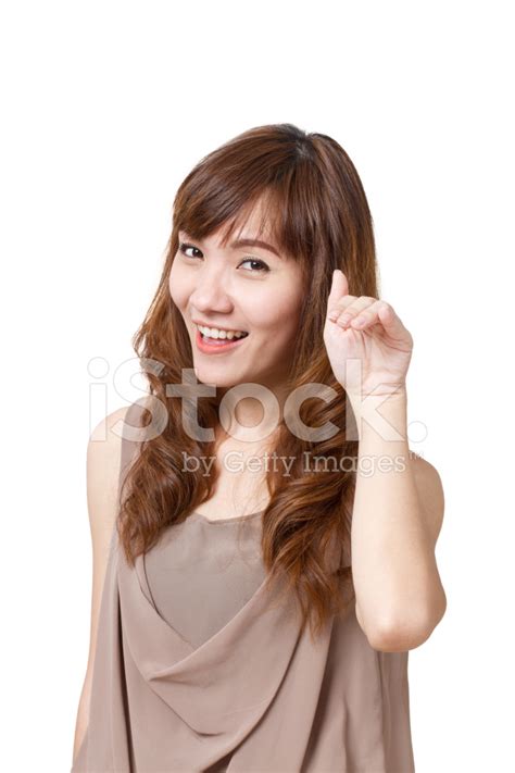 woman  inviting hand sign white isolated background stock photo