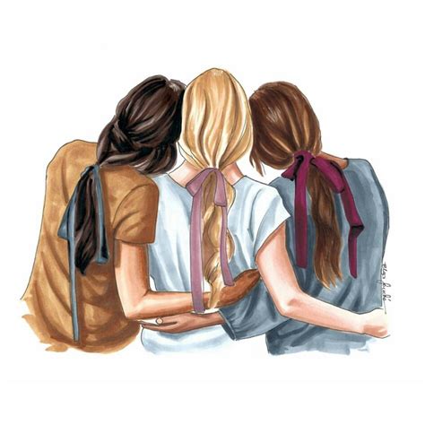 pin  illustrations girlfriends sisters