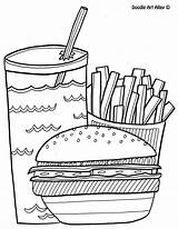 Coloring Alley Fries Hamburger Burger Fastfood Fried sketch template