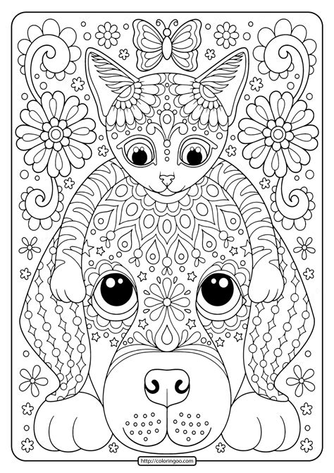 printable cat  dog coloring pages