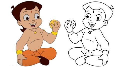 how to draw chota bheem and learning colors cartoon and