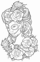 Coloring Skull Pages Sugar Mandala Choose Board Rose sketch template