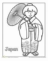 Coloring Japanese Pages Traditional Worksheets Clothing Around Kids Japan Asian Clothes American Education Sheets Worksheet Colouring Sheet Fan Heritage Pacific sketch template