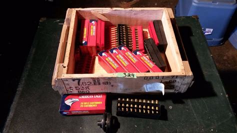 wooden ammunition box assorted ammunition boxes  empty shells