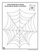 Worksheets Preschool Halloween Spider Tracing Trace Activities Spiderweb Cut Paste Cutting Kids Jr sketch template
