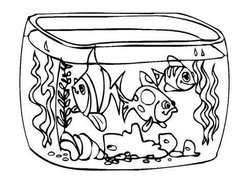 draw fish tank coloring page netart
