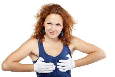Woman Squeezes Her Breasts With Her Hands Stock Image Image Of Female