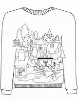 Sweater Coloring Pages Christmas Ugly Village Motif Plaid Printable Sheets Colouring Paper Getcolorings Color Drawing Popular Print sketch template