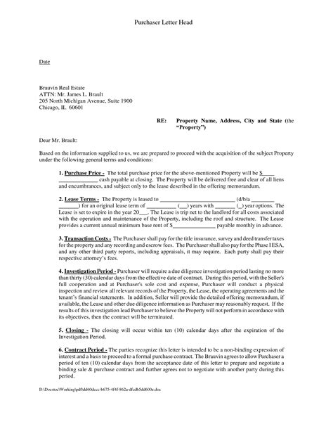 letter  intent  lease commercial space template collection letter