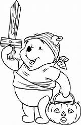 Winnie Pooh Coloring Pages Halloween Printable Color Sheets Characters sketch template