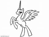 Alicorn Coloring Pages Drawing Base Line Kids Printable Color sketch template
