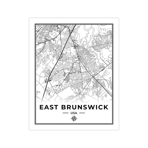 east brunswick map print poster canvas map  east brunswick etsy