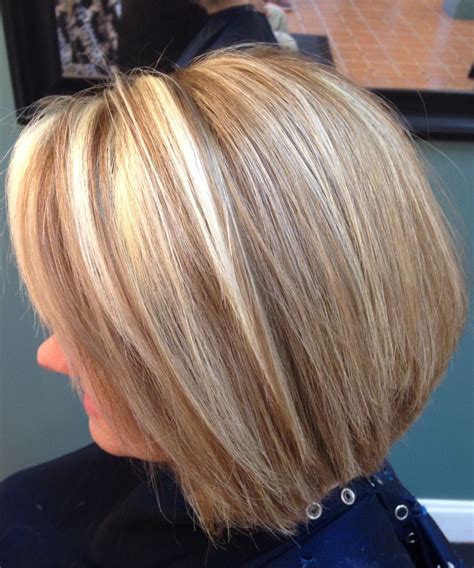 Low Stack Blonde Highlights And Brown Lowlights Short Bob Thin Hair