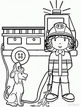 Firefighter Coloring Dog Pages Portrait Kids Firefighters Printable Girl sketch template
