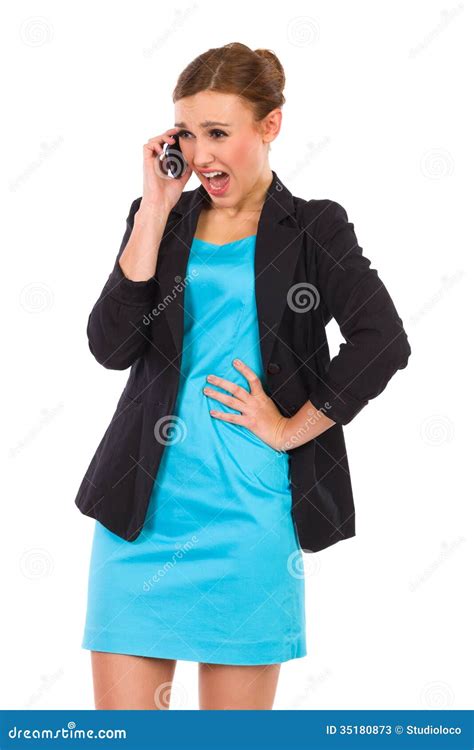 stunned  loud cell phone stock image image  dress mobile