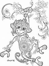 Monkey Tiere Mandalas Malvorlagen Erwachsene Kostenlose Erwachsenen Malbuch Niños Singe 8x11 Malesider Udskrivning Book Pencils Zentangle Visiter Colorier Einfach Fantastiques sketch template
