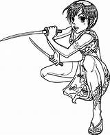 Warrior Coloring Girl Sword Manga Pages Wecoloringpage sketch template