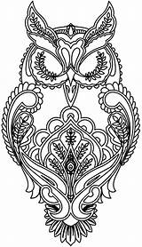 Difficile Hibou Adulte Coloriages Difficult Owls Adultes Zentangle Tattoos sketch template