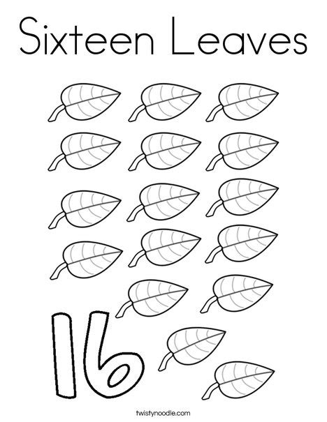 sixteen leaves coloring page twisty noodle