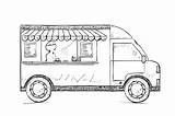 Truck Food Outline Drawings Creativemarket Trucks Sketch Blank Vector Draw Template Creative Market Line sketch template