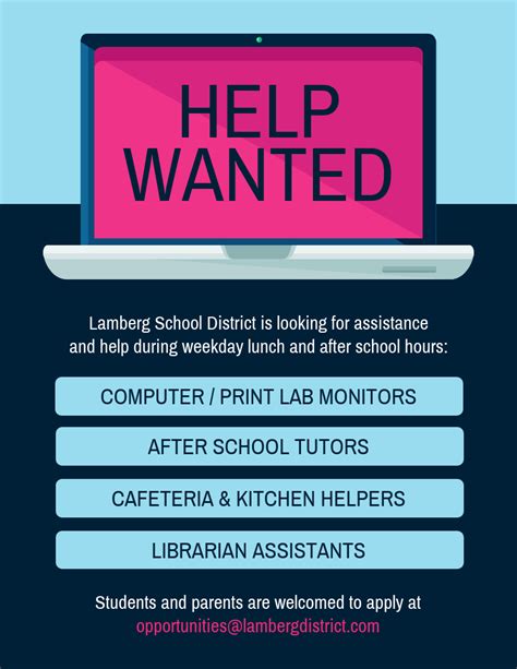 School Jobs Help Wanted Poster Template In 2020 School